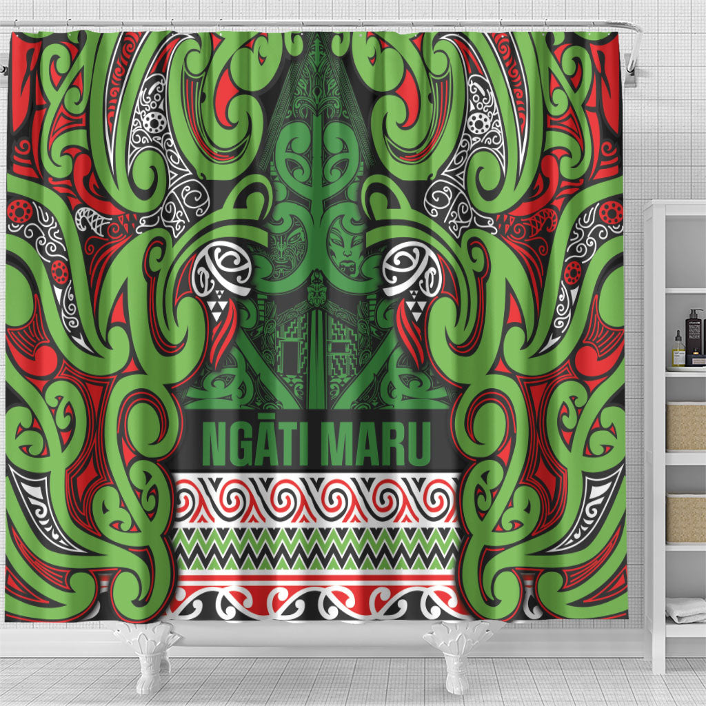 Aotearoa Iwi Ngati Maru Hauraki Shower Curtain Maori Wharenui House Tribal Pattern LT9 - Polynesian Pride