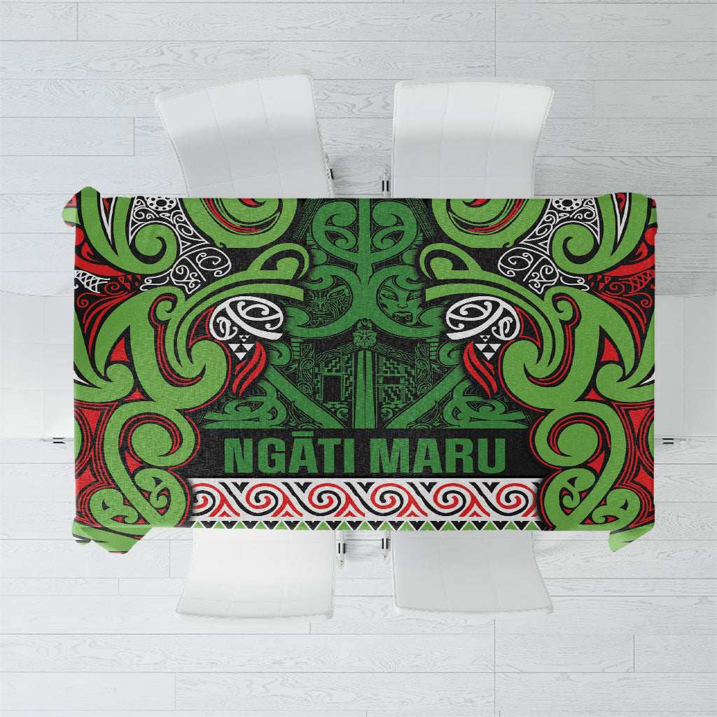 Aotearoa Iwi Ngati Maru Hauraki Tablecloth Maori Wharenui House Tribal Pattern LT9 Green Red - Polynesian Pride