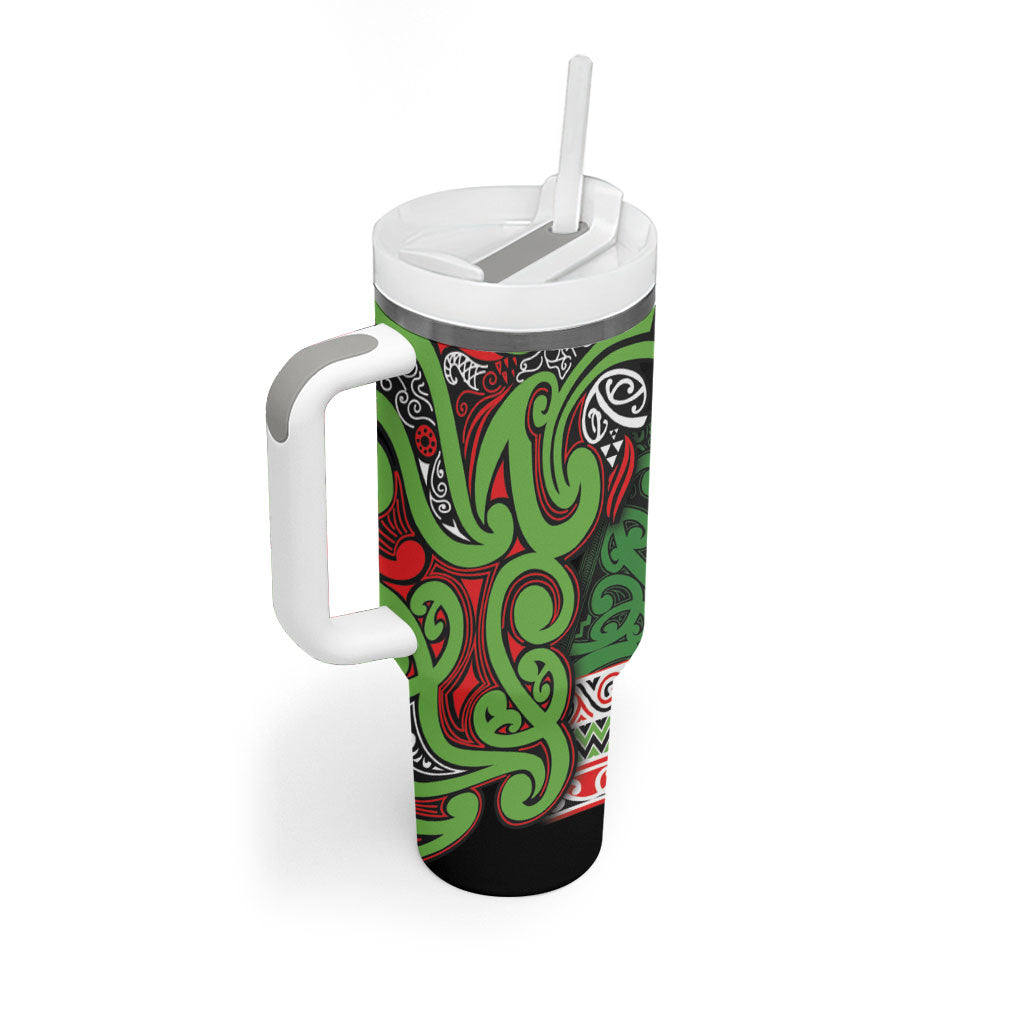 Aotearoa Iwi Ngati Maru Hauraki Tumbler With Handle Maori Wharenui House Tribal Pattern LT9 - Polynesian Pride
