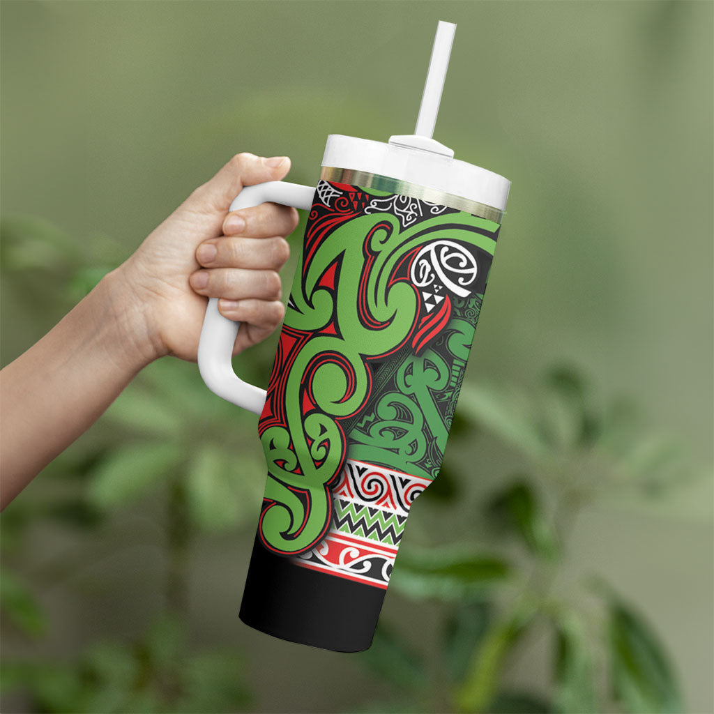 Aotearoa Iwi Ngati Maru Hauraki Tumbler With Handle Maori Wharenui House Tribal Pattern LT9 - Polynesian Pride