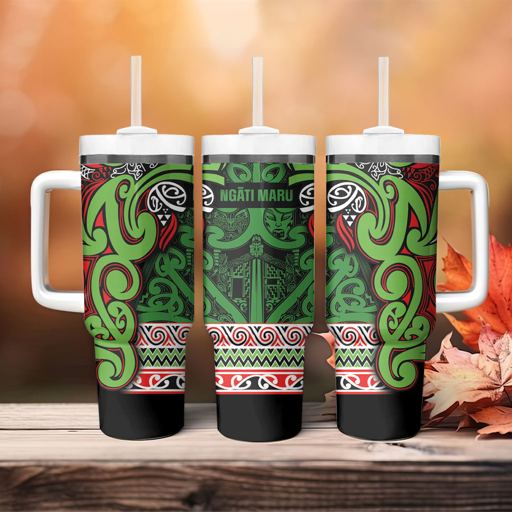 Aotearoa Iwi Ngati Maru Hauraki Tumbler With Handle Maori Wharenui House Tribal Pattern LT9 - Polynesian Pride