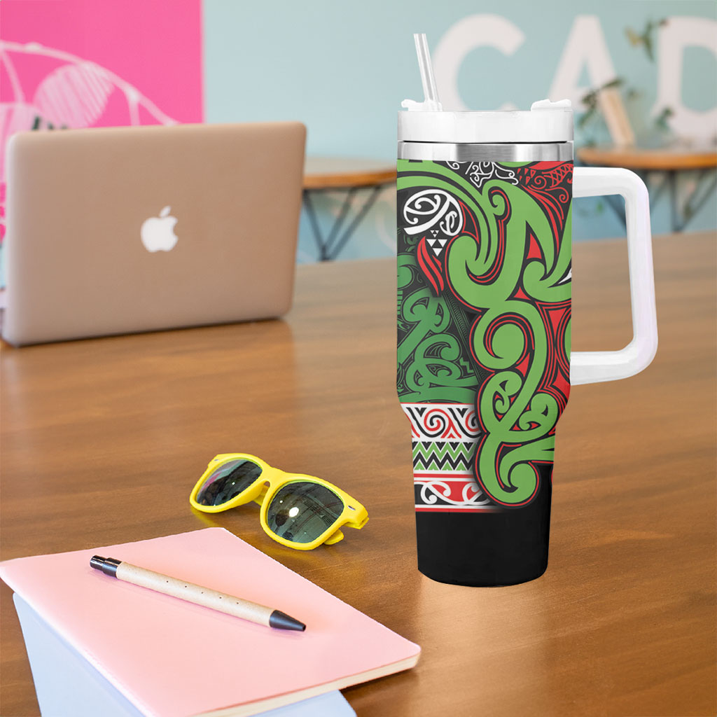 Aotearoa Iwi Ngati Maru Hauraki Tumbler With Handle Maori Wharenui House Tribal Pattern LT9 - Polynesian Pride