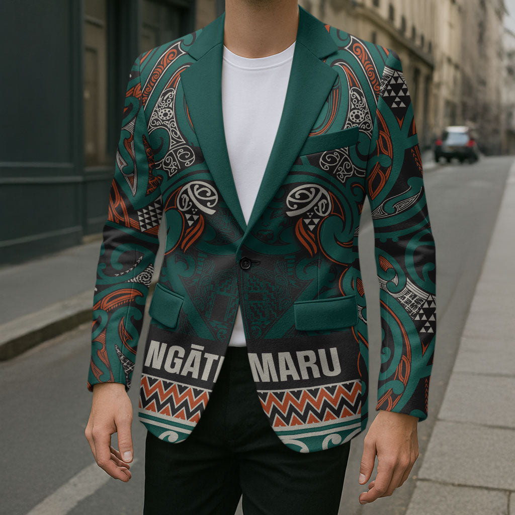 Aotearoa Iwi Ngāti Maru Taranaki Blazer Maori Wharenui House Tribal Pattern LT9 - Polynesian Pride