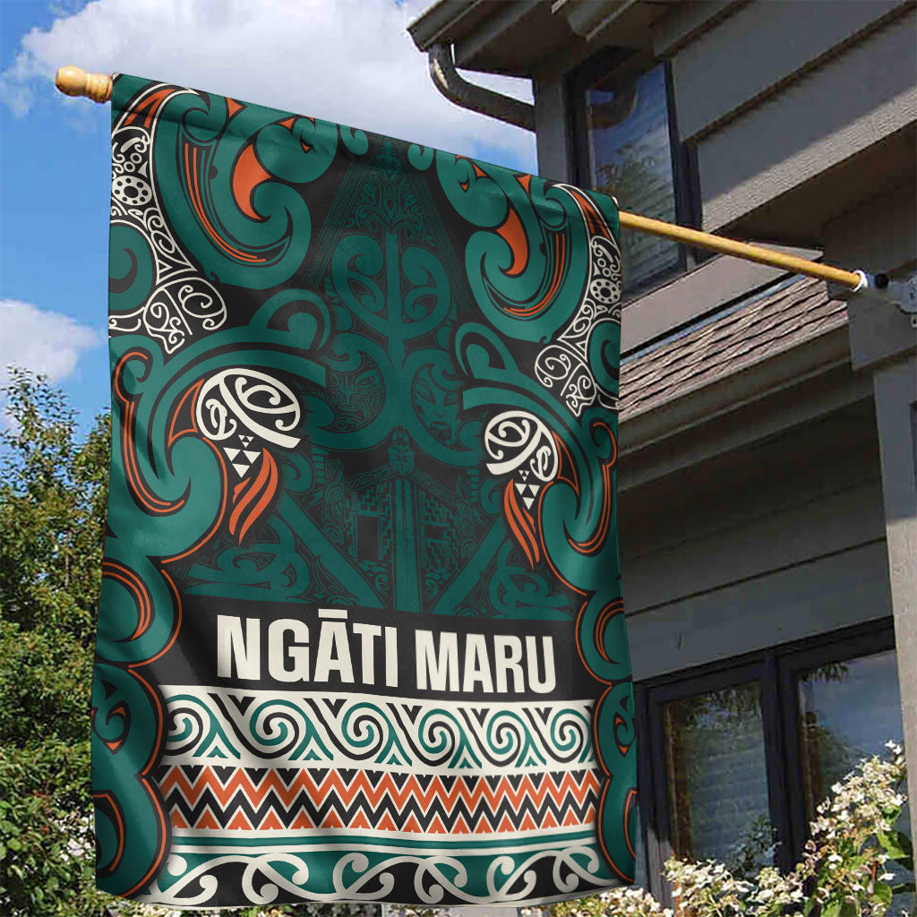 Aotearoa Iwi Ngāti Maru Taranaki Garden Flag Maori Wharenui House Tribal Pattern LT9 - Polynesian Pride