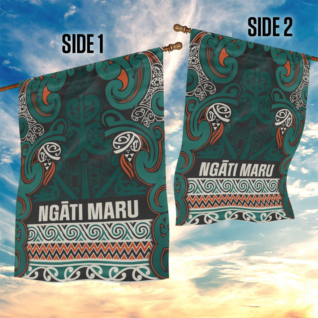 Aotearoa Iwi Ngāti Maru Taranaki Garden Flag Maori Wharenui House Tribal Pattern LT9 - Polynesian Pride