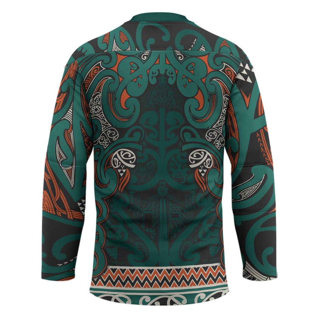 Aotearoa Iwi Ngāti Maru Taranaki Hockey Jersey Maori Wharenui House Tribal Pattern LT9 - Polynesian Pride