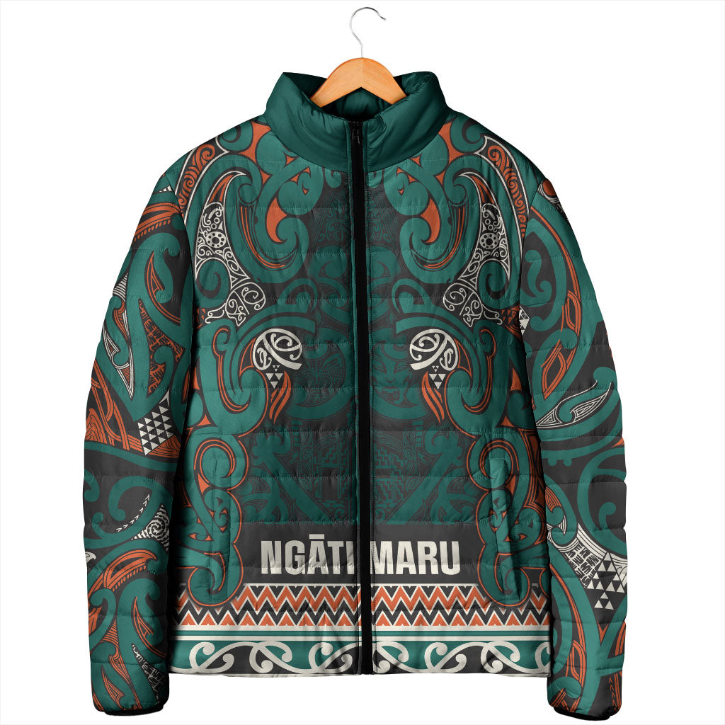Aotearoa Iwi Ngāti Maru Taranaki Padded Jacket Maori Wharenui House Tribal Pattern LT9 - Polynesian Pride