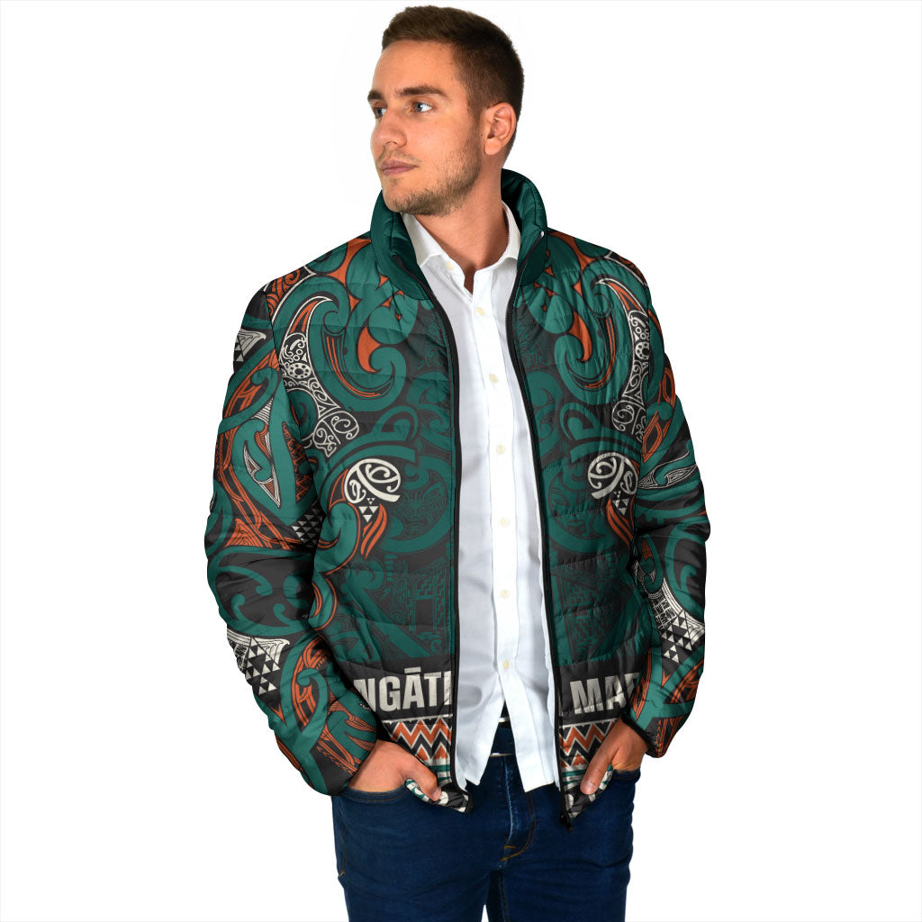 Aotearoa Iwi Ngāti Maru Taranaki Padded Jacket Maori Wharenui House Tribal Pattern LT9 - Polynesian Pride