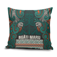 Aotearoa Iwi Ngāti Maru Taranaki Pillow Cover Maori Wharenui House Tribal Pattern LT9 Deep Teal - Polynesian Pride