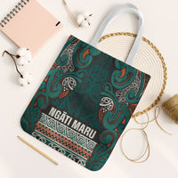 Aotearoa Iwi Ngāti Maru Taranaki Tote Bag Maori Wharenui House Tribal Pattern LT9 White Strap One Size Deep Teal - Polynesian Pride