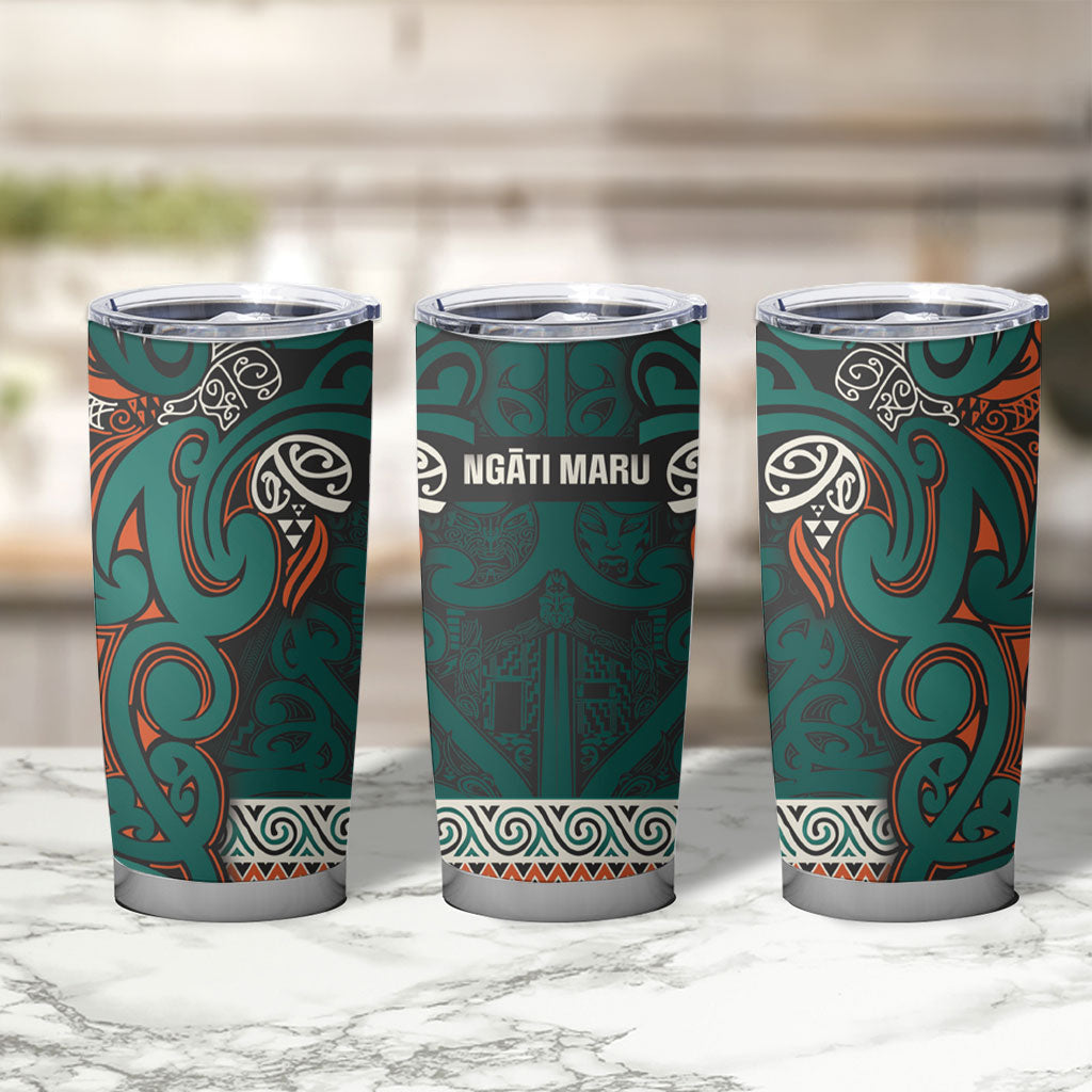 Aotearoa Iwi Ngāti Maru Taranaki Tumbler Cup Maori Wharenui House Tribal Pattern LT9 - Polynesian Pride