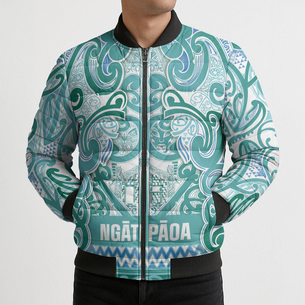 Aotearoa Iwi Ngati Paoa Bomber Puffer Jacket Maori Wharenui House Tribal Pattern LT9 - Polynesian Pride