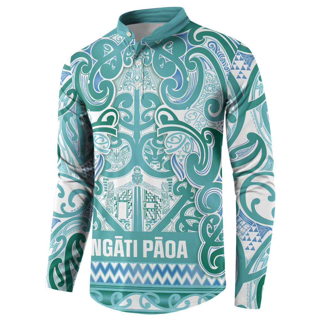 Aotearoa Iwi Ngati Paoa Button Sweatshirt Maori Wharenui House Tribal Pattern LT9 - Polynesian Pride