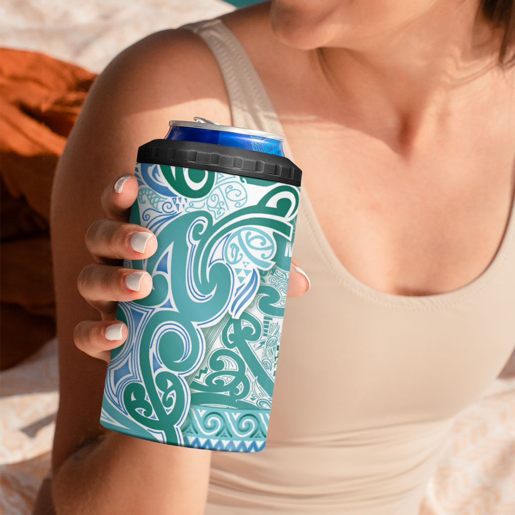 Aotearoa Iwi Ngati Paoa 4 in 1 Can Cooler Tumbler Maori Wharenui House Tribal Pattern LT9 - Polynesian Pride