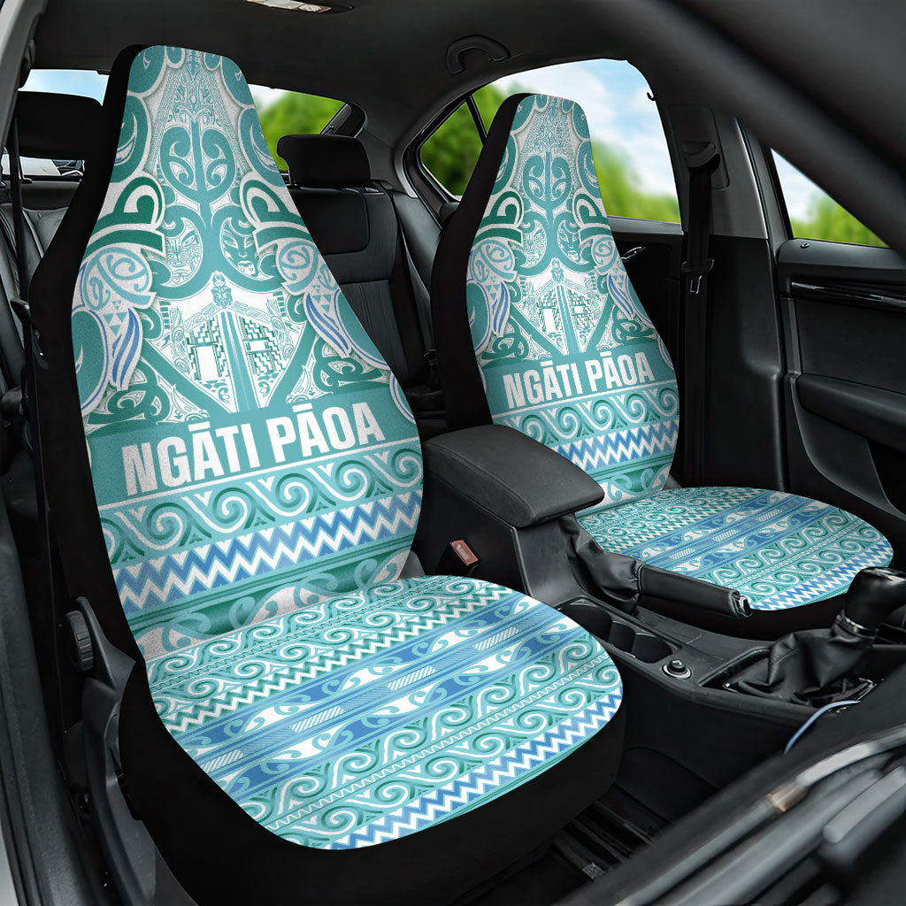 Aotearoa Iwi Ngati Paoa Car Seat Cover Maori Wharenui House Tribal Pattern LT9 One Size Turquoise - Polynesian Pride