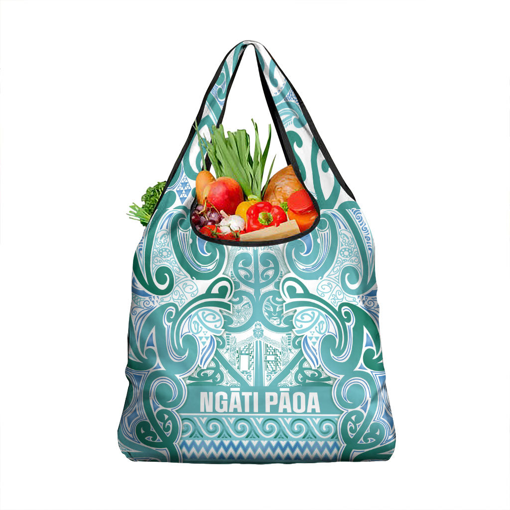 Aotearoa Iwi Ngati Paoa Grocery Bag Maori Wharenui House Tribal Pattern LT9 1-pack One Size Turquoise - Polynesian Pride