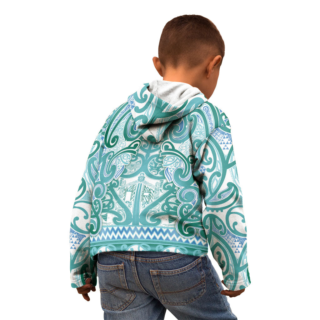 Aotearoa Iwi Ngati Paoa Kid Hoodie Maori Wharenui House Tribal Pattern LT9 - Polynesian Pride