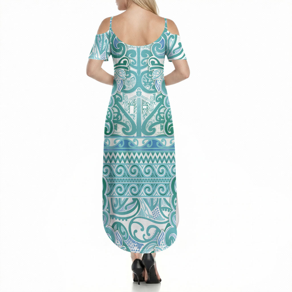 Aotearoa Iwi Ngati Paoa Summer Maxi Dress Maori Wharenui House Tribal Pattern LT9 - Polynesian Pride