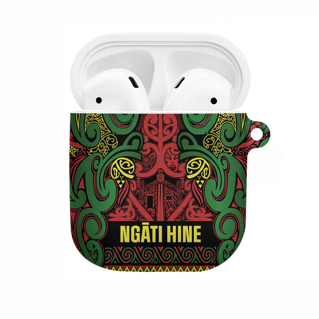 Aotearoa Iwi Ngati Hine AirPods Case Maori Wharenui House Tribal Pattern LT9 Deep Green - Polynesian Pride