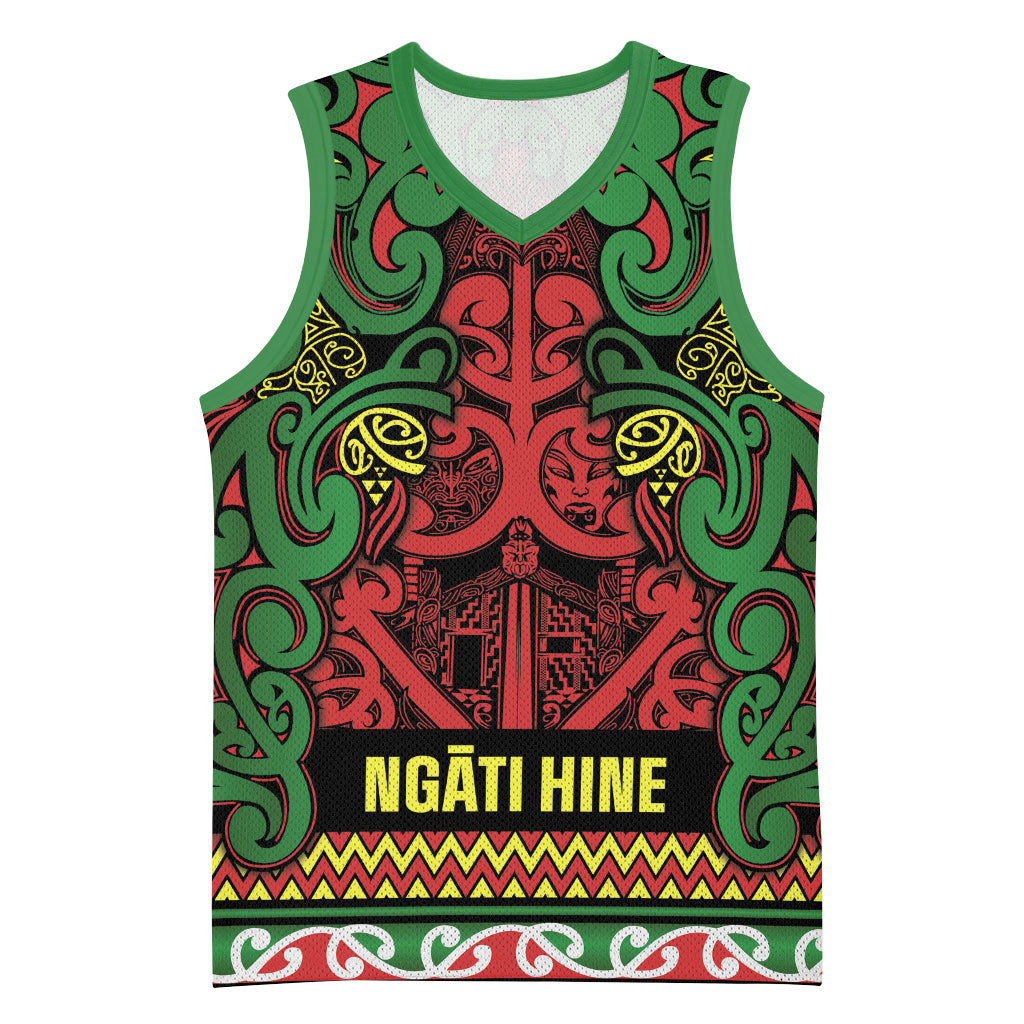 Aotearoa Iwi Ngati Hine Basketball Jersey Maori Wharenui House Tribal Pattern LT9 Unisex Deep Green - Polynesian Pride