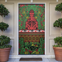 Aotearoa Iwi Ngati Hine Door Cover Maori Wharenui House Tribal Pattern LT9 Deep Green - Polynesian Pride