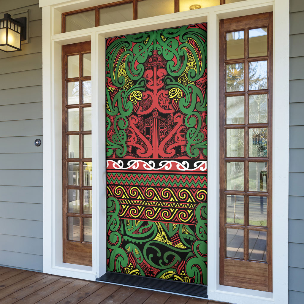 Aotearoa Iwi Ngati Hine Door Cover Maori Wharenui House Tribal Pattern LT9 - Polynesian Pride
