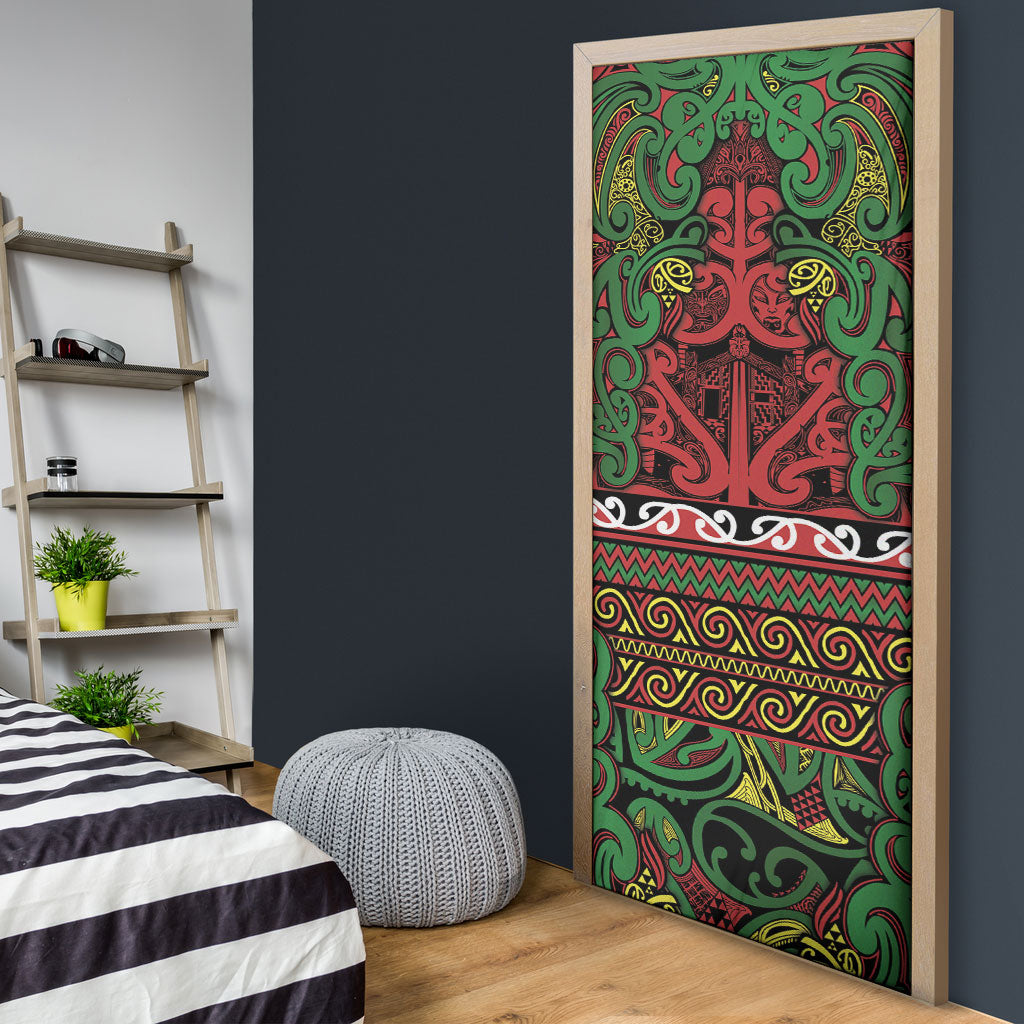 Aotearoa Iwi Ngati Hine Door Cover Maori Wharenui House Tribal Pattern LT9 - Polynesian Pride