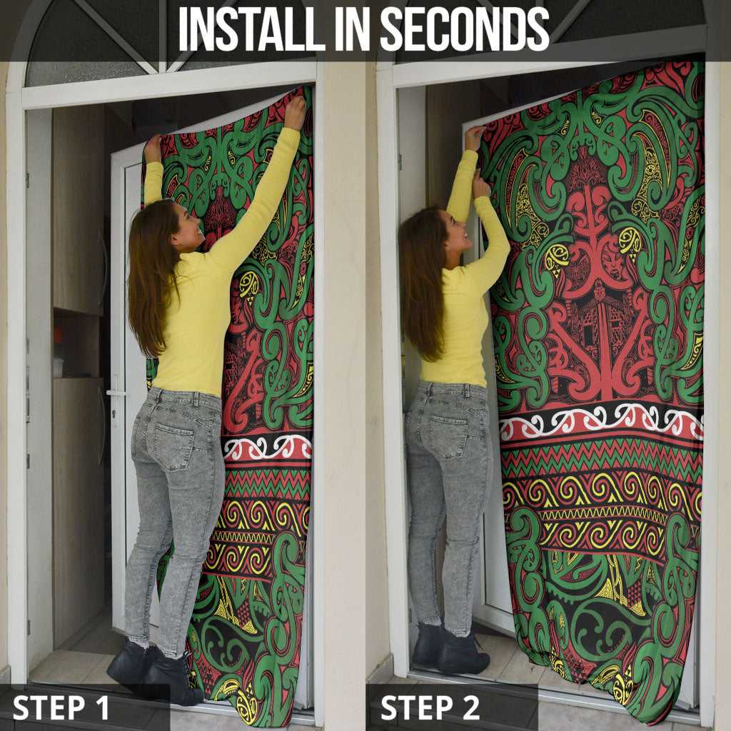 Aotearoa Iwi Ngati Hine Door Cover Maori Wharenui House Tribal Pattern LT9 - Polynesian Pride