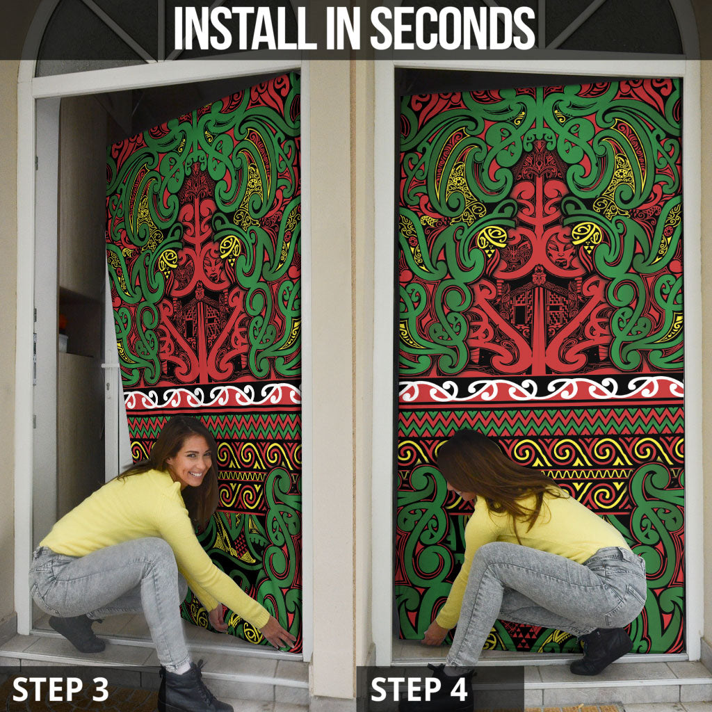 Aotearoa Iwi Ngati Hine Door Cover Maori Wharenui House Tribal Pattern LT9 - Polynesian Pride