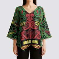 Aotearoa Iwi Ngati Hine Kimono Sleeve Blouse Maori Wharenui House Tribal Pattern LT9 - Polynesian Pride