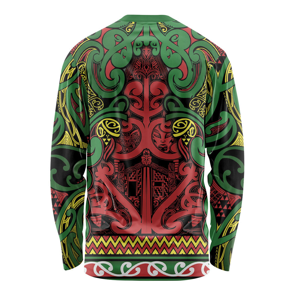 Aotearoa Iwi Ngati Hine Long Sleeve Shirt Maori Wharenui House Tribal Pattern LT9 - Polynesian Pride