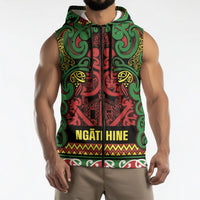 Aotearoa Iwi Ngati Hine Sleeveless Zip Hoodie Maori Wharenui House Tribal Pattern LT9 - Polynesian Pride