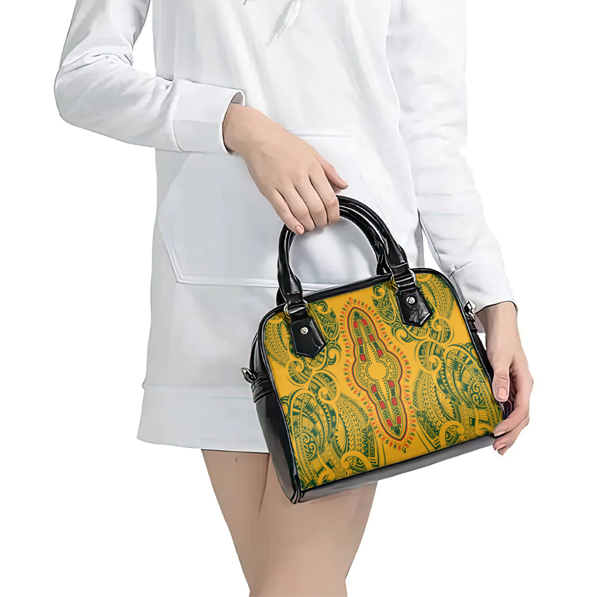 Africa Dashiki Shoulder Handbag African Tribal Art Mixed Polynesian Tattoo Gold Color Unique LT9 - Polynesian Pride