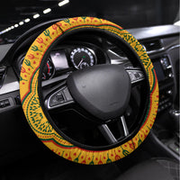 Africa Dashiki Steering Wheel Cover African Tribal Art Mixed Polynesian Tattoo Gold Color Unique LT9 Universal Fit Gold - Polynesian Pride