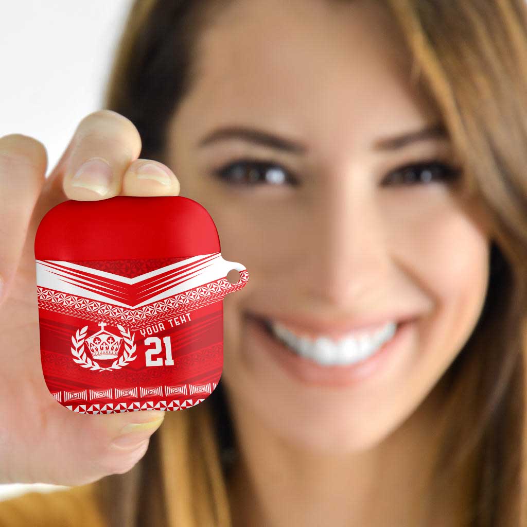 Custom Mate Ma'a Tonga Heritage AirPods Case Pacific Tribal Rugby Red Edition - Polynesian Pride