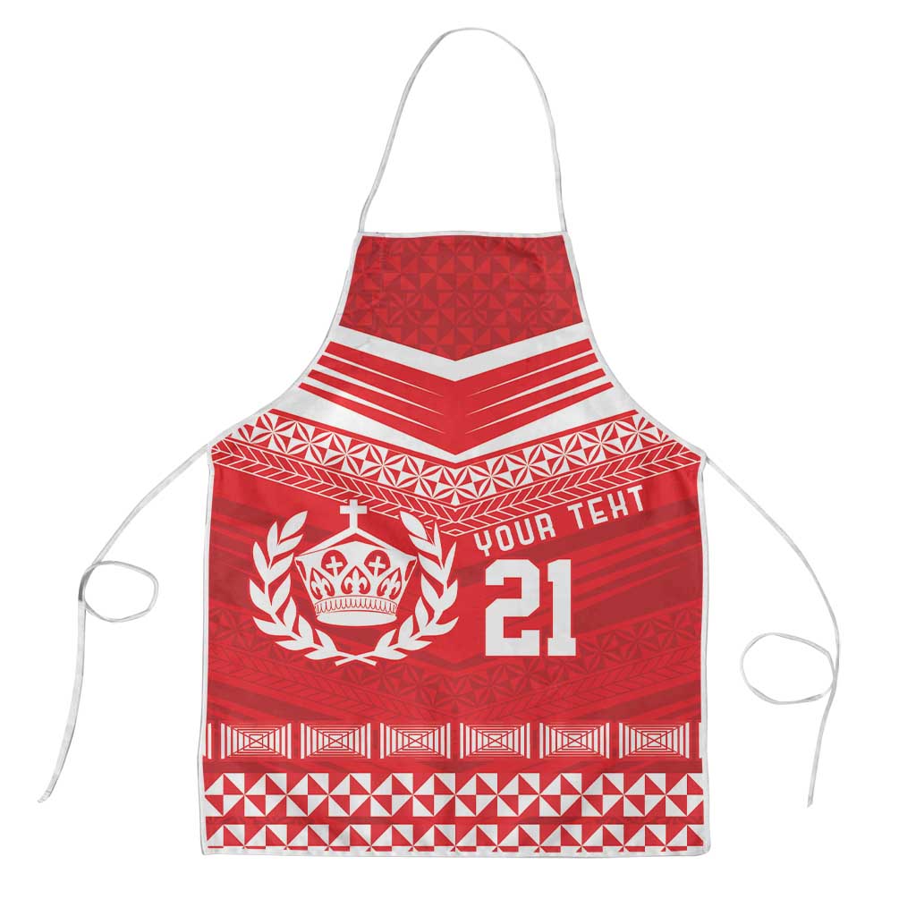 Custom Mate Ma'a Tonga Heritage Apron Pacific Tribal Rugby Red Edition - Polynesian Pride