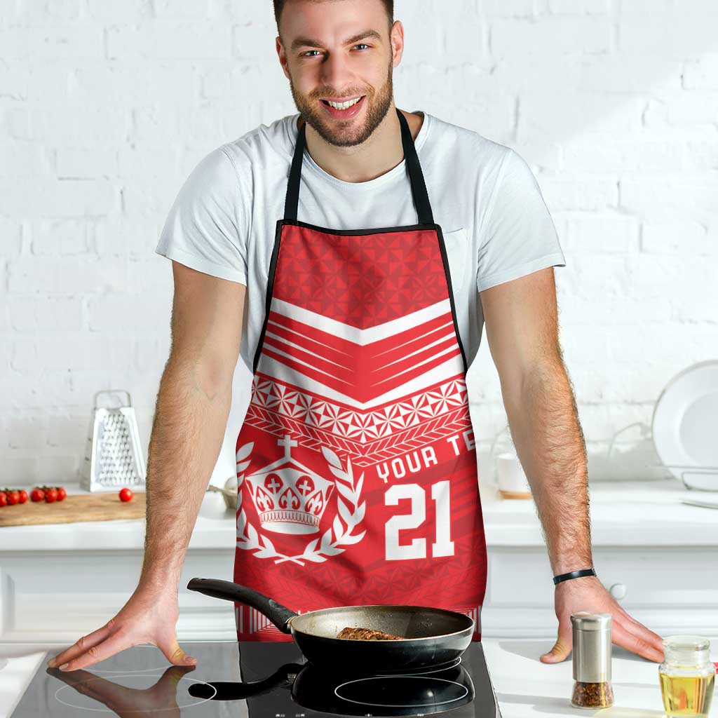 Custom Mate Ma'a Tonga Heritage Apron Pacific Tribal Rugby Red Edition - Polynesian Pride