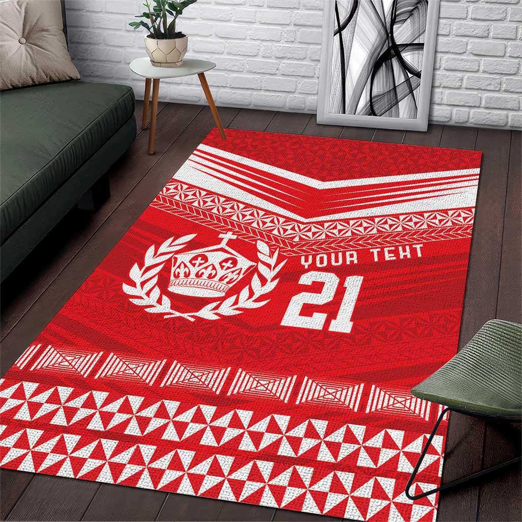 Custom Mate Ma'a Tonga Heritage Area Rug Pacific Tribal Rugby Red Edition LT9 Red - Polynesian Pride