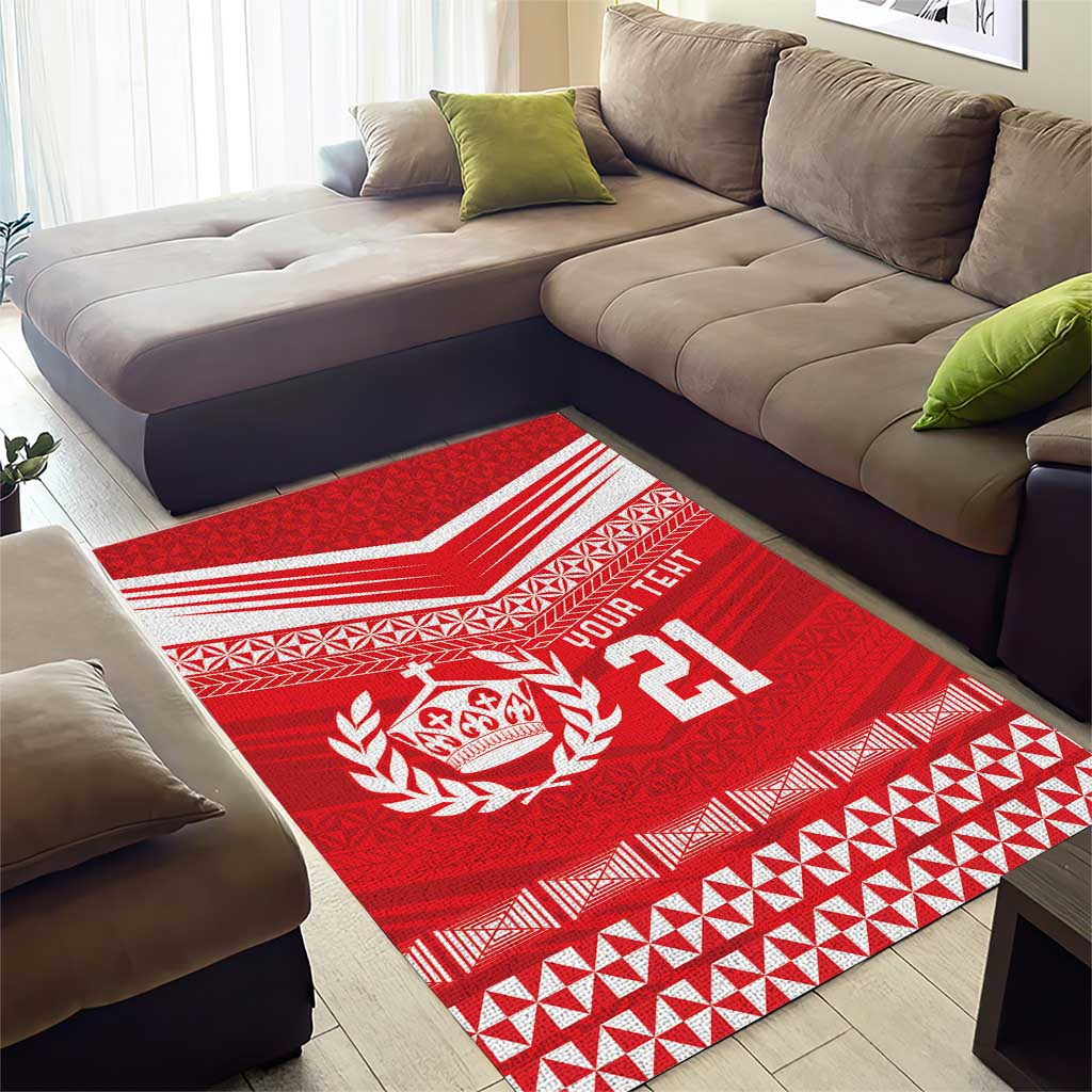 Custom Mate Ma'a Tonga Heritage Area Rug Pacific Tribal Rugby Red Edition LT9 - Polynesian Pride