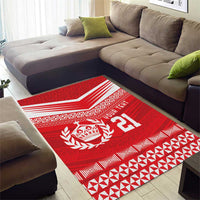 Custom Mate Ma'a Tonga Heritage Area Rug Pacific Tribal Rugby Red Edition LT9 - Polynesian Pride