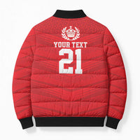 Custom Mate Ma'a Tonga Heritage Bomber Puffer Jacket Pacific Tribal Rugby Red Edition - Polynesian Pride