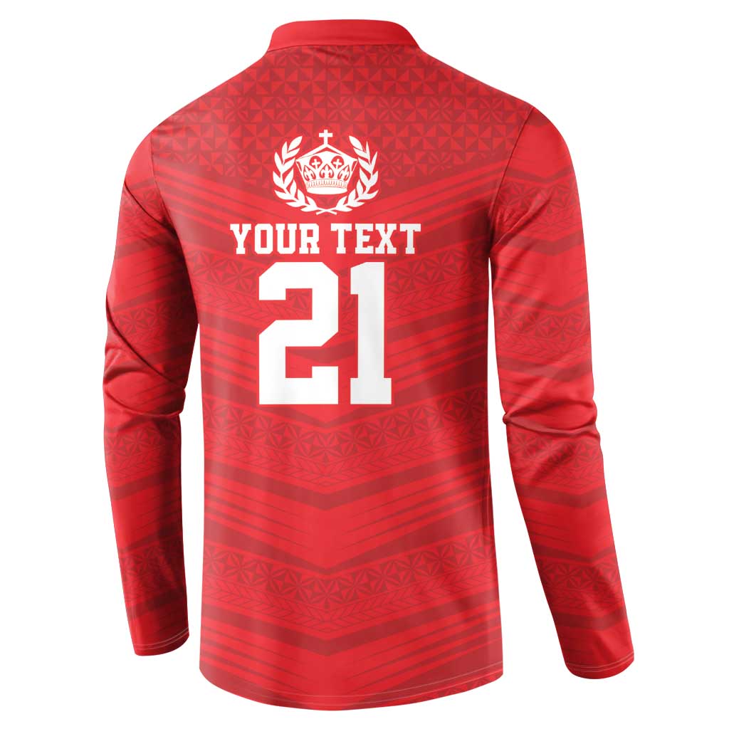 Custom Mate Ma'a Tonga Heritage Button Sweatshirt Pacific Tribal Rugby Red Edition - Polynesian Pride