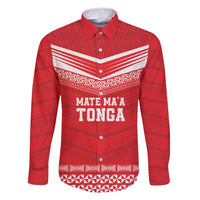 Custom Mate Ma'a Tonga Heritage Family Matching Long Sleeve Bodycon Dress and Hawaiian Shirt Pacific Tribal Rugby Red Edition LT9 Dad's Shirt - Long Sleeve Red - Polynesian Pride
