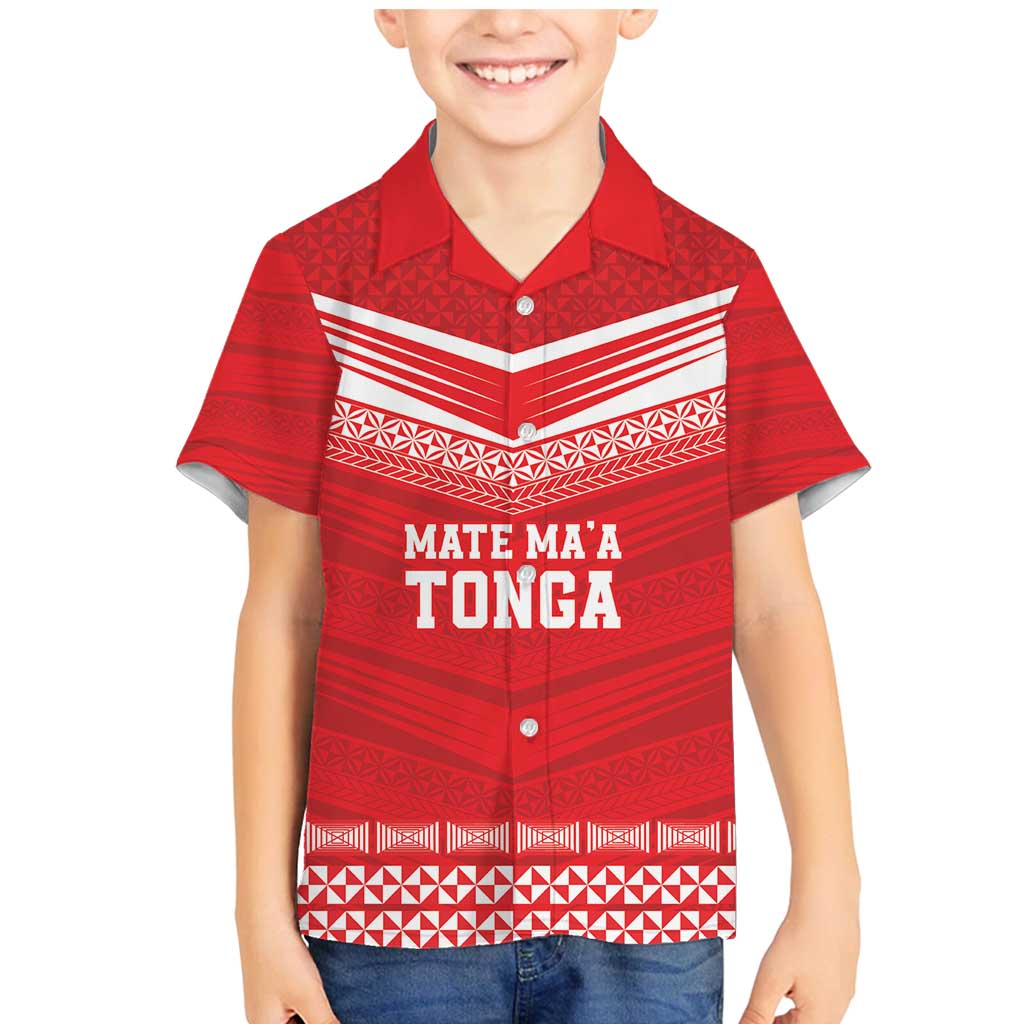 Custom Mate Ma'a Tonga Heritage Family Matching Mermaid Dress and Hawaiian Shirt Pacific Tribal Rugby Red Edition LT9 Son's Shirt Red - Polynesian Pride