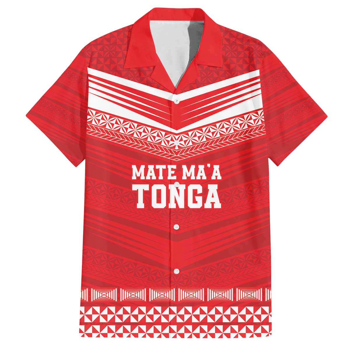 Custom Mate Ma'a Tonga Heritage Family Matching Off The Shoulder Long Sleeve Dress and Hawaiian Shirt Pacific Tribal Rugby Red Edition LT9 Dad's Shirt - Short Sleeve Red - Polynesian Pride