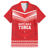 Custom Mate Ma'a Tonga Heritage Family Matching Off The Shoulder Long Sleeve Dress and Hawaiian Shirt Pacific Tribal Rugby Red Edition LT9 Dad's Shirt - Short Sleeve Red - Polynesian Pride