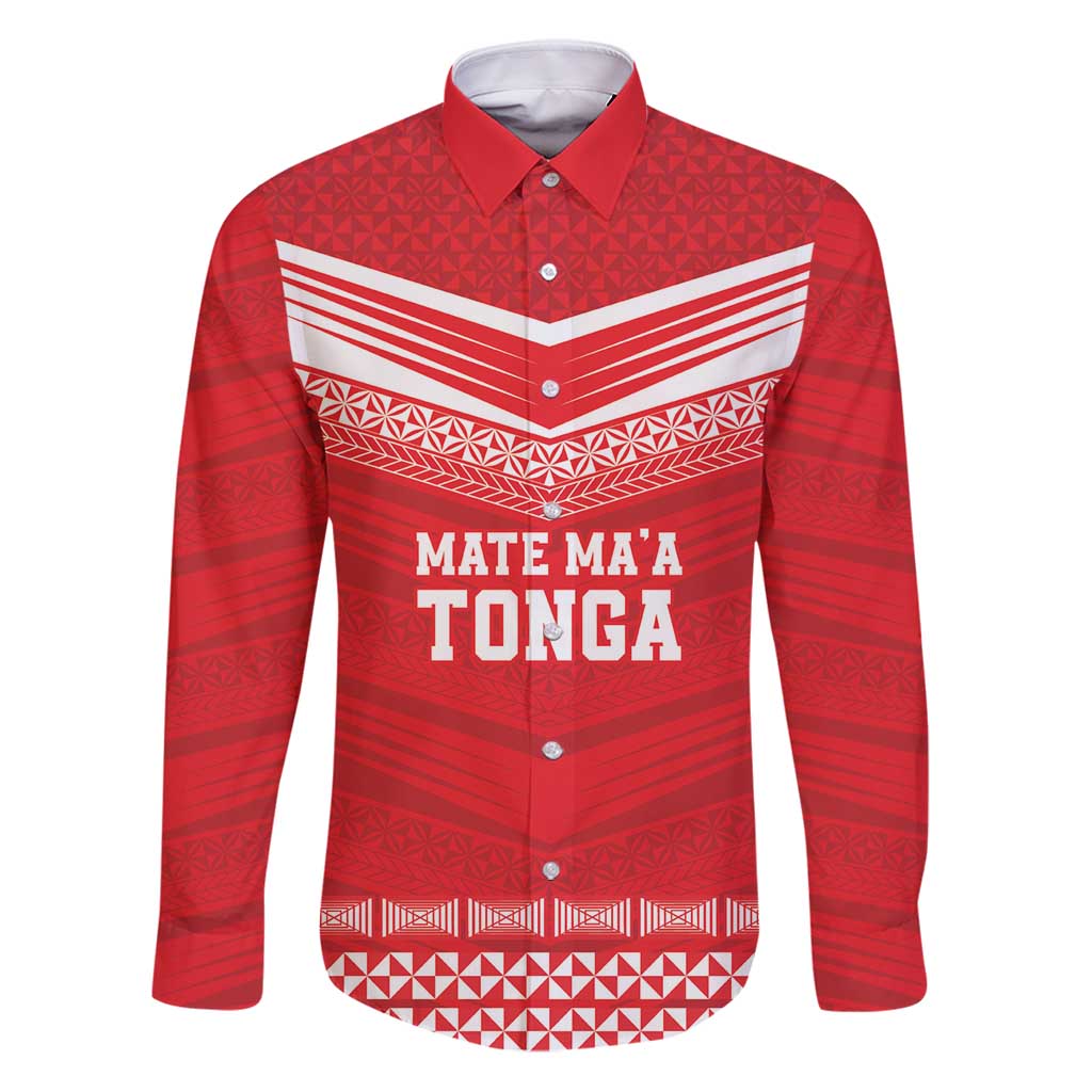 Custom Mate Ma'a Tonga Heritage Family Matching Puletasi and Hawaiian Shirt Pacific Tribal Rugby Red Edition - Polynesian Pride