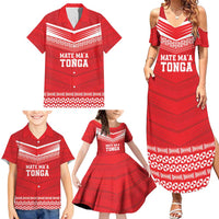 Custom Mate Ma'a Tonga Heritage Family Matching Summer Maxi Dress and Hawaiian Shirt Pacific Tribal Rugby Red Edition LT9 - Polynesian Pride