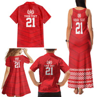 Custom Mate Ma'a Tonga Heritage Family Matching Tank Maxi Dress and Hawaiian Shirt Pacific Tribal Rugby Red Edition LT9 - Polynesian Pride