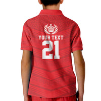 Custom Mate Ma'a Tonga Heritage Kid Polo Shirt Pacific Tribal Rugby Red Edition - Polynesian Pride